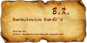 Barbulovics Karád névjegykártya